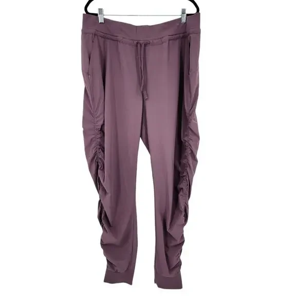 Athleta Attitude Volcanic Violet Mauve Ruched Jogger Pants Size 16 Tall